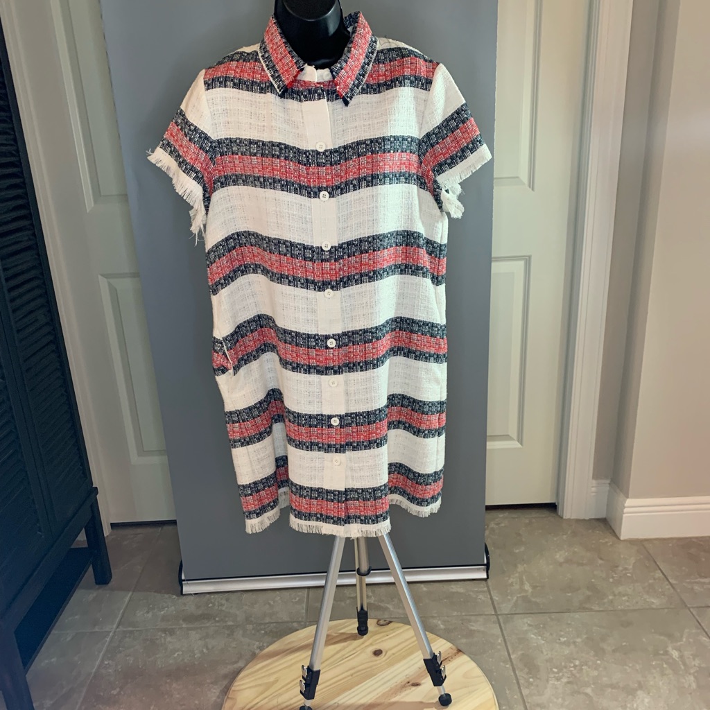 Striped Tweed Shirt Dress